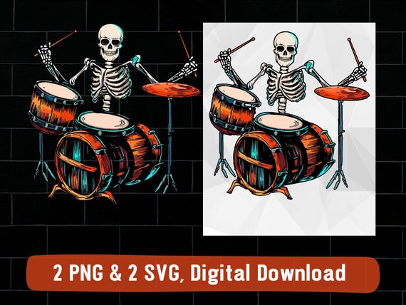 Skeleton playing drums png svg