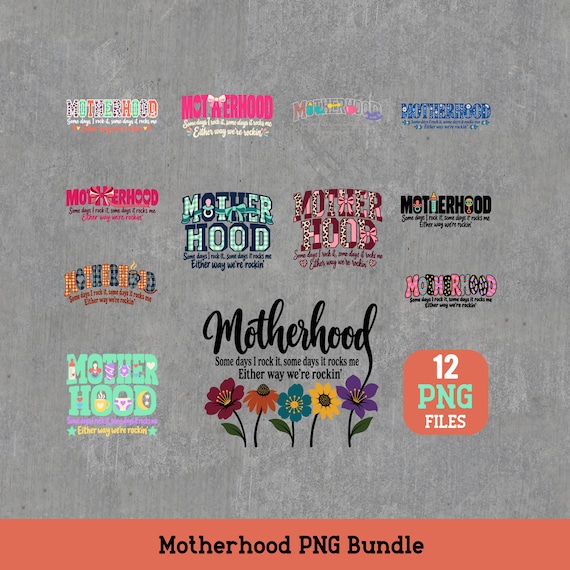 Motherhood PNG Bundle Mom Quote Sublimation Designs Digital Download