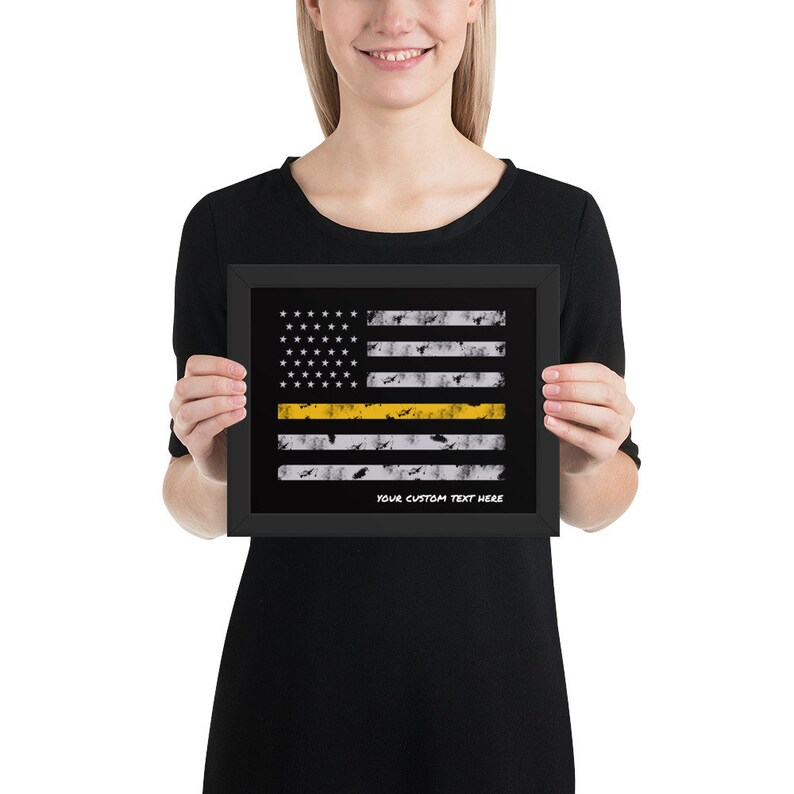 Thin gold line flag 911 dispatcher gift custom dispatcher Etsy