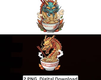 Dragon Ramen PNG Asian Noodle Art Sublimation Cricut Printable Digital Download