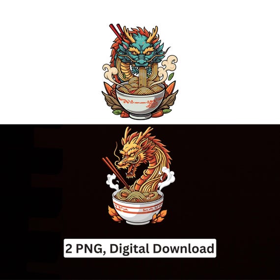 Dragon Ramen PNG Asian Noodle Art Sublimation Cricut Printable Digital Download