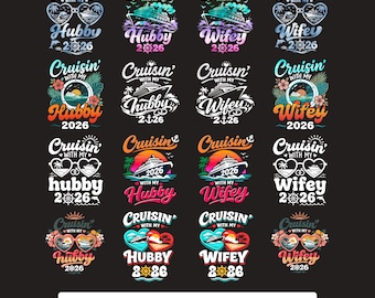 Couple's Cruise PNG Bundle: Hubby & Wifey Tropical Vacation Designs (Digital Download)