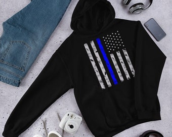 Sudadera con capucha y bandera de la Línea Azul Delgada, regalo para policía