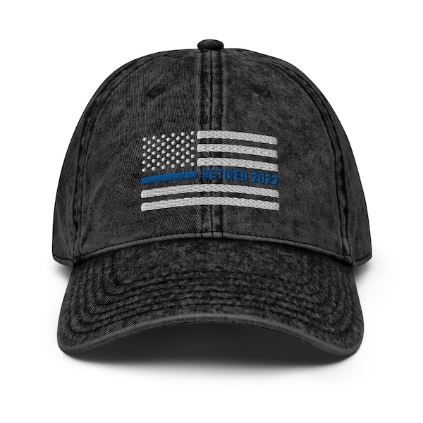 Police officer retirement gifts 2023, retired police officer hat, thin blue line hat, American flag retirement gifts, retired 2023 hat