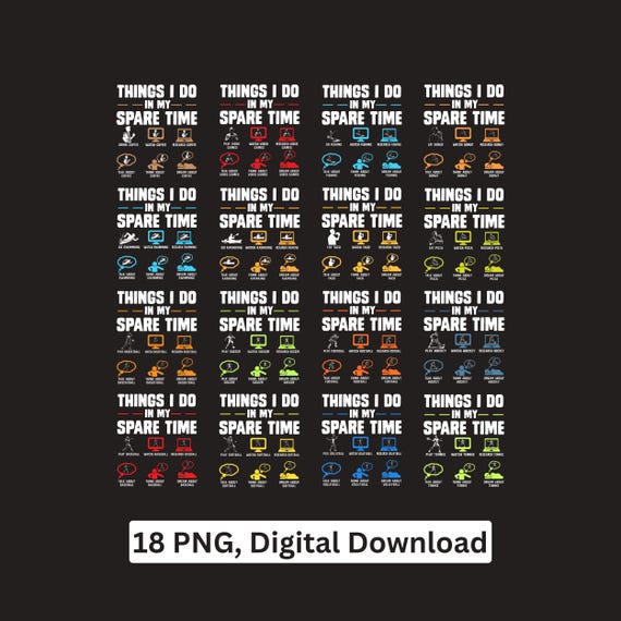 Things i do in my spare time png bundle fishing gaming hunting digital download