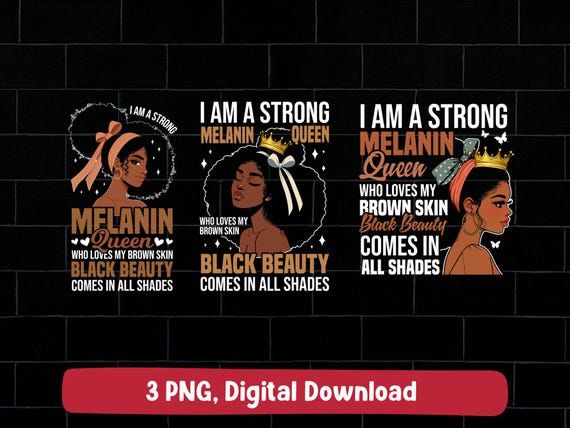 Melanin Queen PNG Bundle: Black History Month Design (Digital Download)