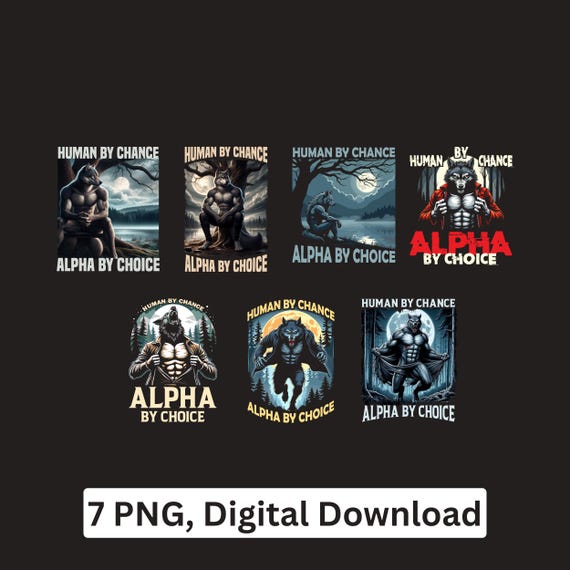 Werewolf Alpha Quote wolf PNG bundle Sublimation Cricut Clipart Printable Digital Download