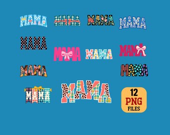 Mama PNG Bundle 12 Retro Mom Designs Sublimation Digital Download