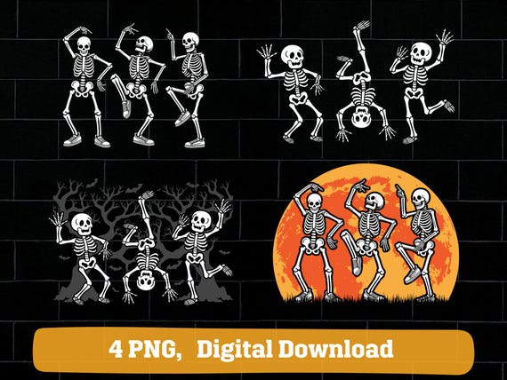 Dancing skeletons png bundle, spooky skeleton dance png, dancing skeletons Halloween png, dabbing skeleton png