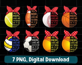 Sports Mom PNG Bundle: Softball, Soccer, Tennis + More (Digital Download)