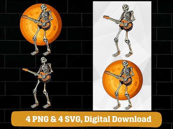 Skeleton playing guitar png svg guitarist Halloween png svg