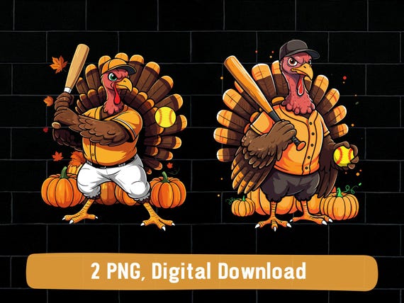 Turkey playing softball png, fall softball turkey png, turkey softball thanksgiving png