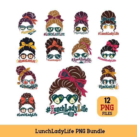 Lunch Lady PNG Bundle #LunchLadyLife Cafeteria Worker Sublimation Digital Download