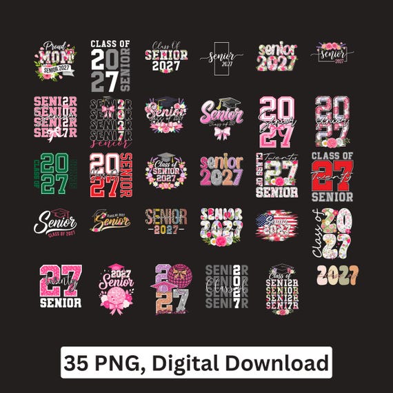 Senior 2027 PNG bundle Graduation Floral Girl Sublimation Cricut Printable Digital Download