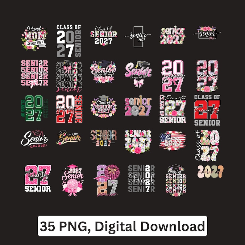 Senior 2027 PNG Bundle Graduation Floral Girl Sublimation Cricut ...