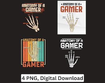 Anatomy Gamer PNG Skeleton Keyboard Hand Gaming Room Sublimation Cricut Printable Digital Download