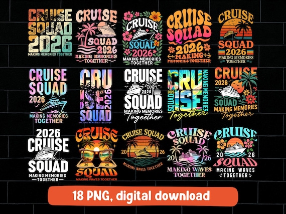 Cruise Squad 2026 png bundle cruising Making Memories Together digital download vintage tie dye groovy floral style