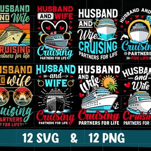 Man och hustru kryssningspartners SVG PNG-paket (digital nedladdning)