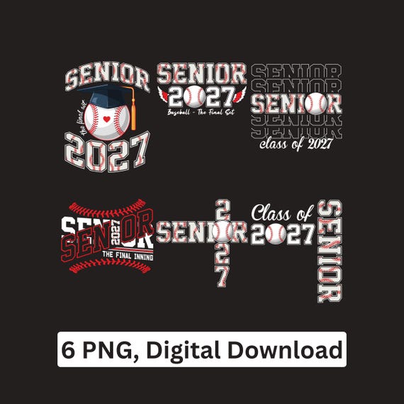 Senior Baseball Class of 2027 PNG Graduation Athlete Sublimation Cricut Printable Digital Download