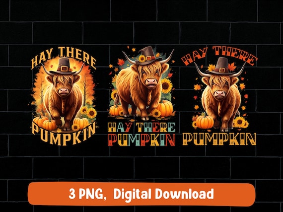 Fall Highland Cow PNG: Thanksgiving Pumpkin Design (Digital Download)