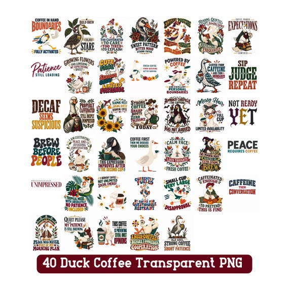 Goose Coffee PNG Bundle duck Sublimation for White Shirts Mugs Tumblers