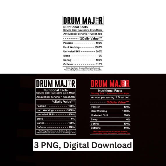 Drum Major PNG Marching Band Nutrition Cricut Printable Digital Download