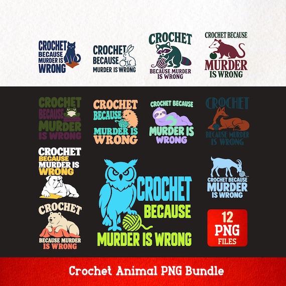 Crochet Animals PNG Bundle Grumpy Animal Crochet Humor Sublimation Digital Download