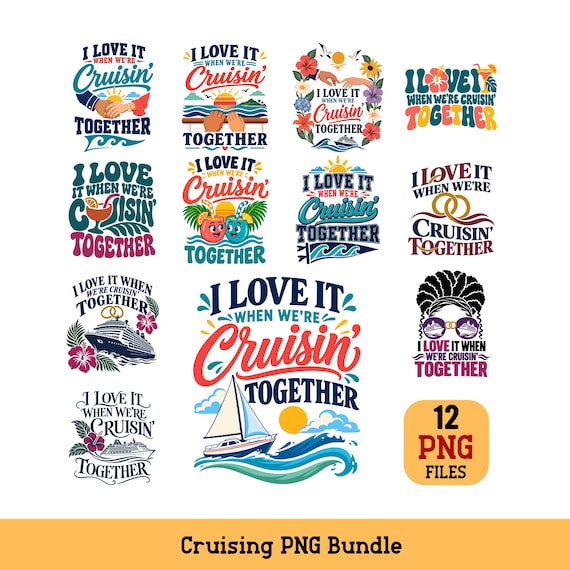 Cruising Together PNG Bundle Couples Cruise Vacation Sublimation Digital Download