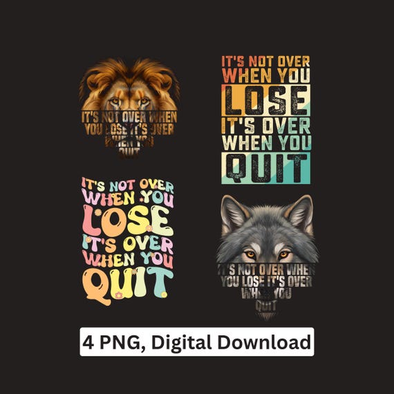 Motivation Quote PNG Never Quit Inspirational Sublimation Cricut Digital Download