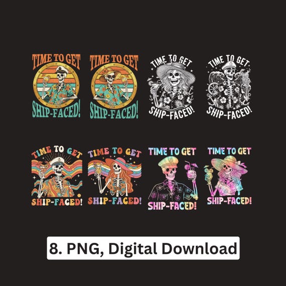 Skeleton cruising PNG bundle couple cruise Ship Faced Vacation Party Sublimation Cricut Digital Download