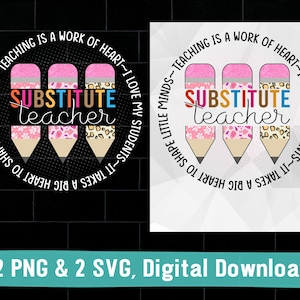Substitute Teacher PNG SVG: Heart Design (Digital Download)