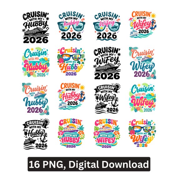 Cruise Hubby Wifey 2026 PNG Bundle Sublimation Cricut Printable Digital Download