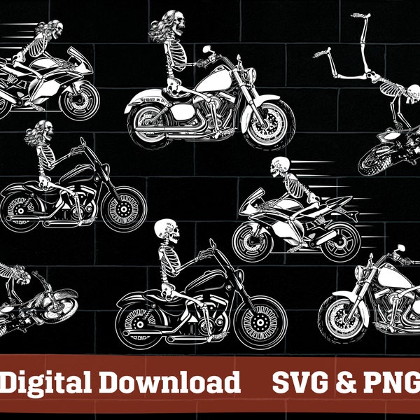 squelette chevauchant une moto svg, crâne de moto svg, squelette de moto svg, png, biker svg, moto svg, png, silhouette