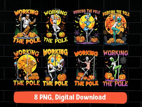 Working the pole png bundle, working the pole nurse png, nurse working the pole Halloween png, nurse Halloween png, doctor Halloween png