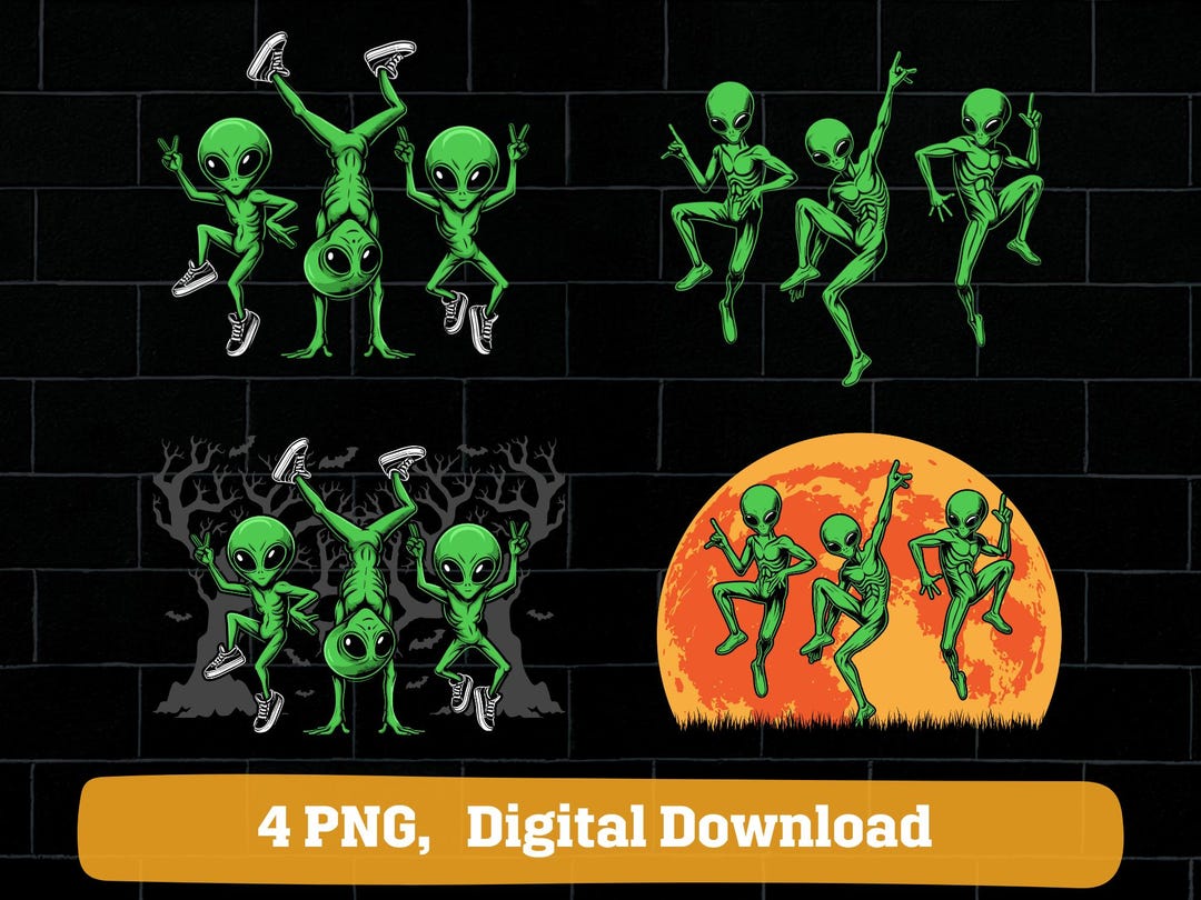 Dancing Alien PNG Bundle: Spooky Halloween Graphics (digital Download ...