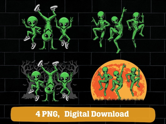 Dancing aliens png bundle, dabbing aliens png, spooky alien png, alien Halloween png