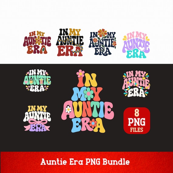 Auntie Era PNG Bundle Groovy Floral Retro Sublimation Digital Download