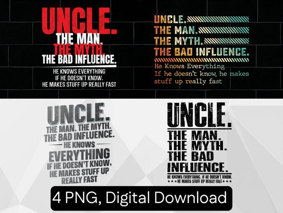 Uncle Definition Quote PNG Funny Family Humor Typography Digital Download