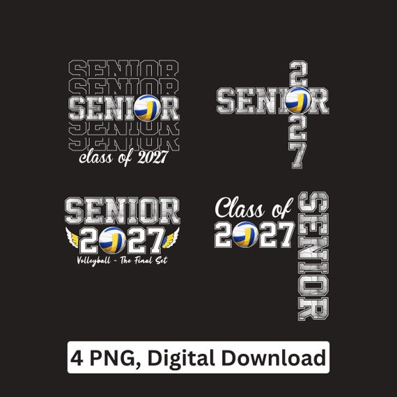 Senior Volleyball Class of 2027 PNG Graduation Athlete Sublimation Cricut Printable Digital Download