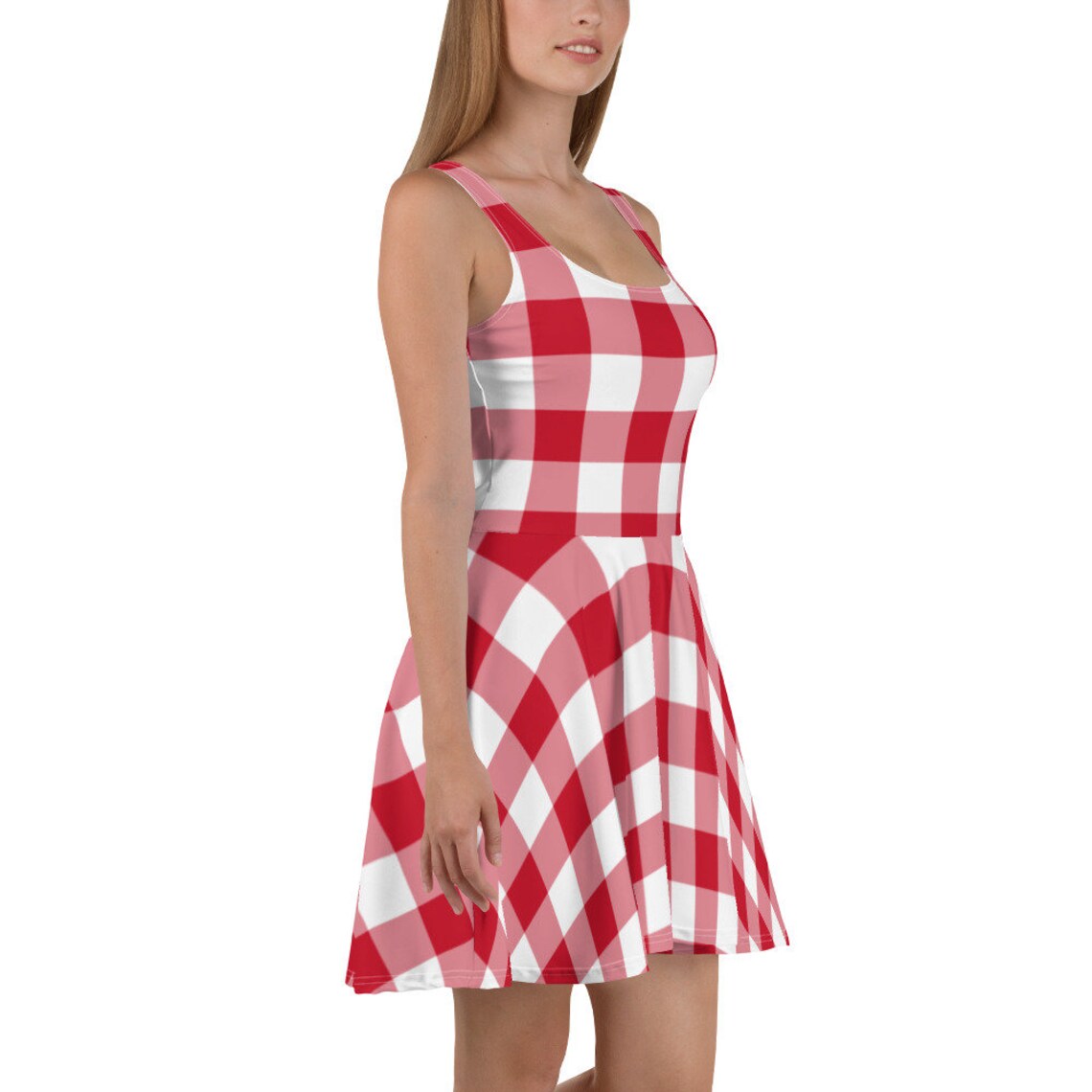 Red Plaid Dress Red White Plaid Dress For Women Aesthetic Etsy