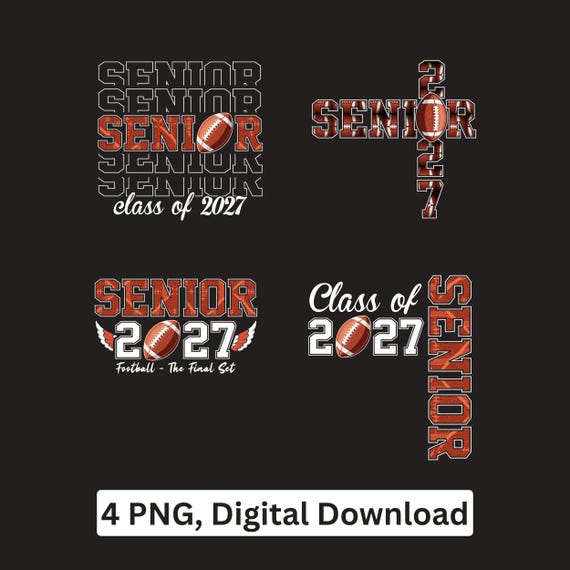 Senior Football Class of 2027 PNG bundle Graduation Athlete Sublimation Cricut Printable Digital Download