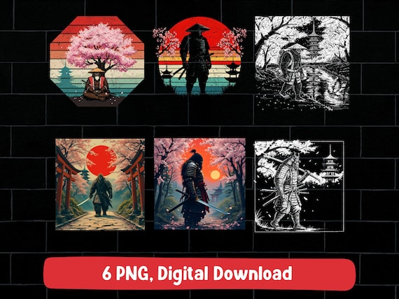 Bigfoot samurai PNG retro vintage design digital download