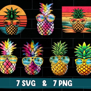 パイナップル サングラス svg バンドル、パイナップル サングラス png バンドル、レトロなパイナップル サングラス svg、かわいいパイナップル サングラス png