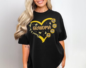 Personalized Grandma Shirt: Sunflower Leopard Print, Custom Nana Gift