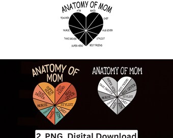 Anatomy Of Mom PNG bundle Mother Heart Sublimation Cricut Printable Digital Download