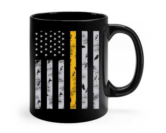 Thin gold line flag, 911 dispatcher coffee mug, 4th of july gifts dispatcher, graduation gift, retirement coffee mug, dispatcher mug