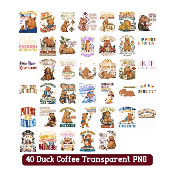 Capybara Coffee PNG Bundle Sarcastic Designs for White Shirts Mugs Tumblers digital download