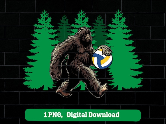 Bigfoot holding volleyball ball png, bigfoot volleyball png, sasquatch volleyball png