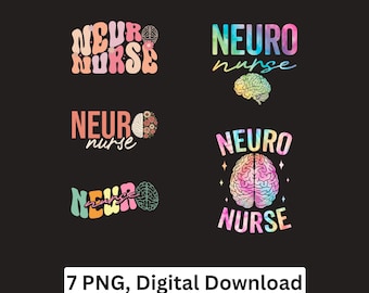 Neuro Nurse PNG bundle Floral Brain Sublimation Design Cricut Shirt Graphic Digital Download