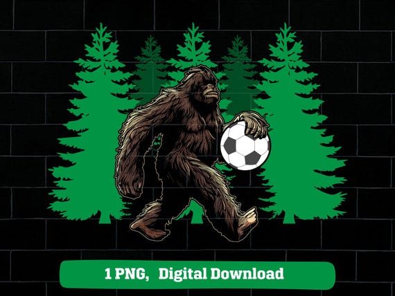 Bigfoot holding soccer ball png, soccer bigfoot png, soccer sasquatch png, bigfoot soccer png
